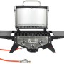 Silberner El Fuego Tischgasgrill Smoker Medison mit 2 Brennern und Ablagen.
