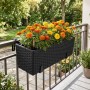 Relaxdays Balkonkasten Polypropylen Metall Schwarz mit Halterung Füllstandsanzeige 19 cm x 50 cm x 19 cm_2