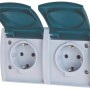 Busch-Jaeger 2-fach Aufputz-Steckdose Ocean IP44 für Feuchträume, grau/blau.