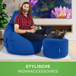 Green Bean Sitzhocker 2er Set Cozy + Stay 70 x 80 x 90 cm Wetterfest Blau
