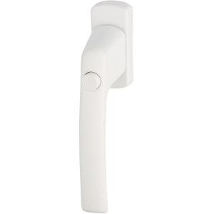 Weißer AnsaPro Fenstergriff mit Druckknopf für erhöhte Sicherheit.