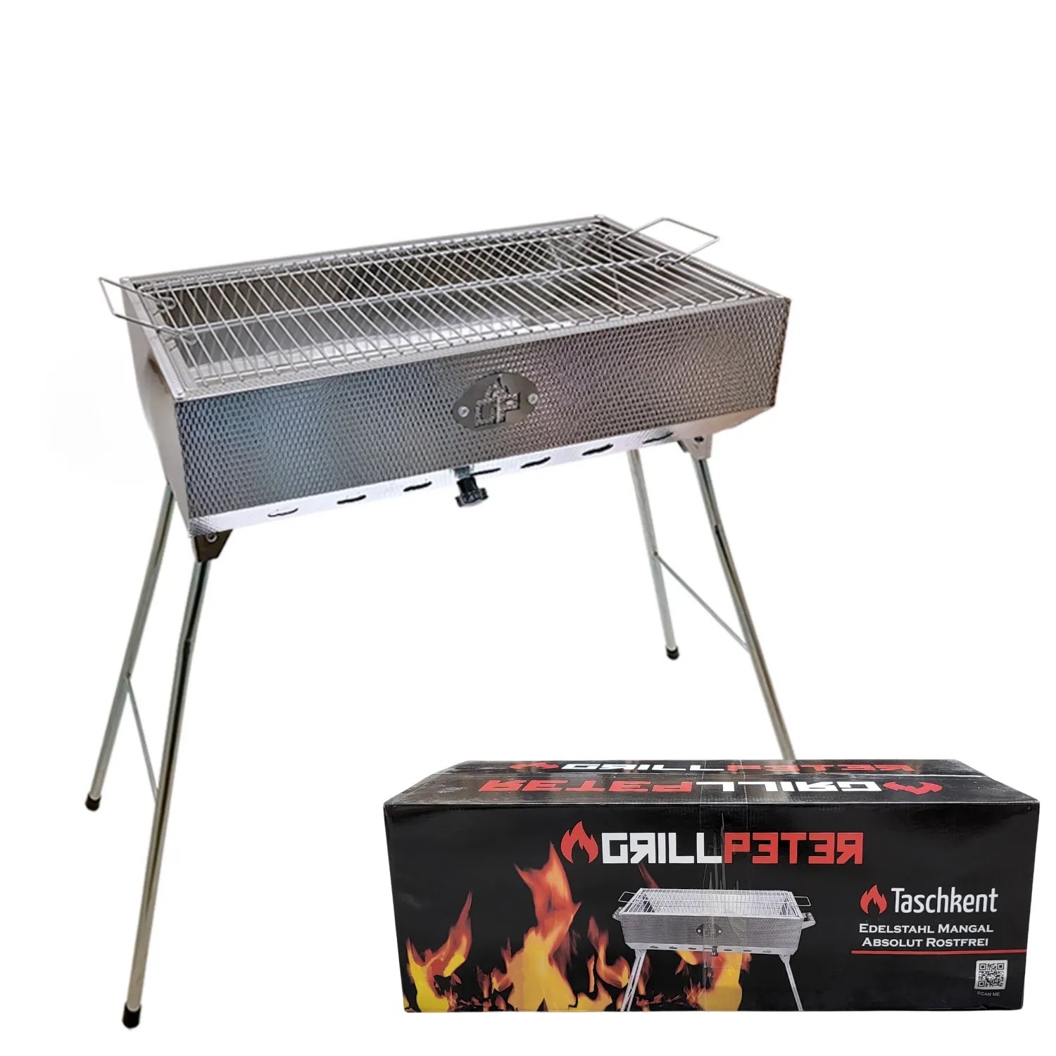 Grillpeter Mangal Taschkent Schaschlikgrill Edelstahl mit Grillrost_8