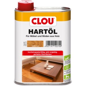 Clou Hartöl Hellbraun 250ml für Holzmöbel und -böden. Schützt und pflegt Holzoberflächen.