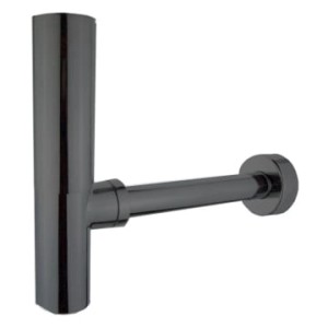 Sturotec Design Röhrensiphon, 1 1/4 Zoll, schwarz matt, mit Geruchsverschluss.