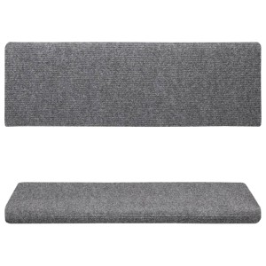 Set aus 15 hellgrauen VidaXL Treppenmatten aus Nadelvlies, 65x21x4 cm, für mehr Sicherheit und Komfort.