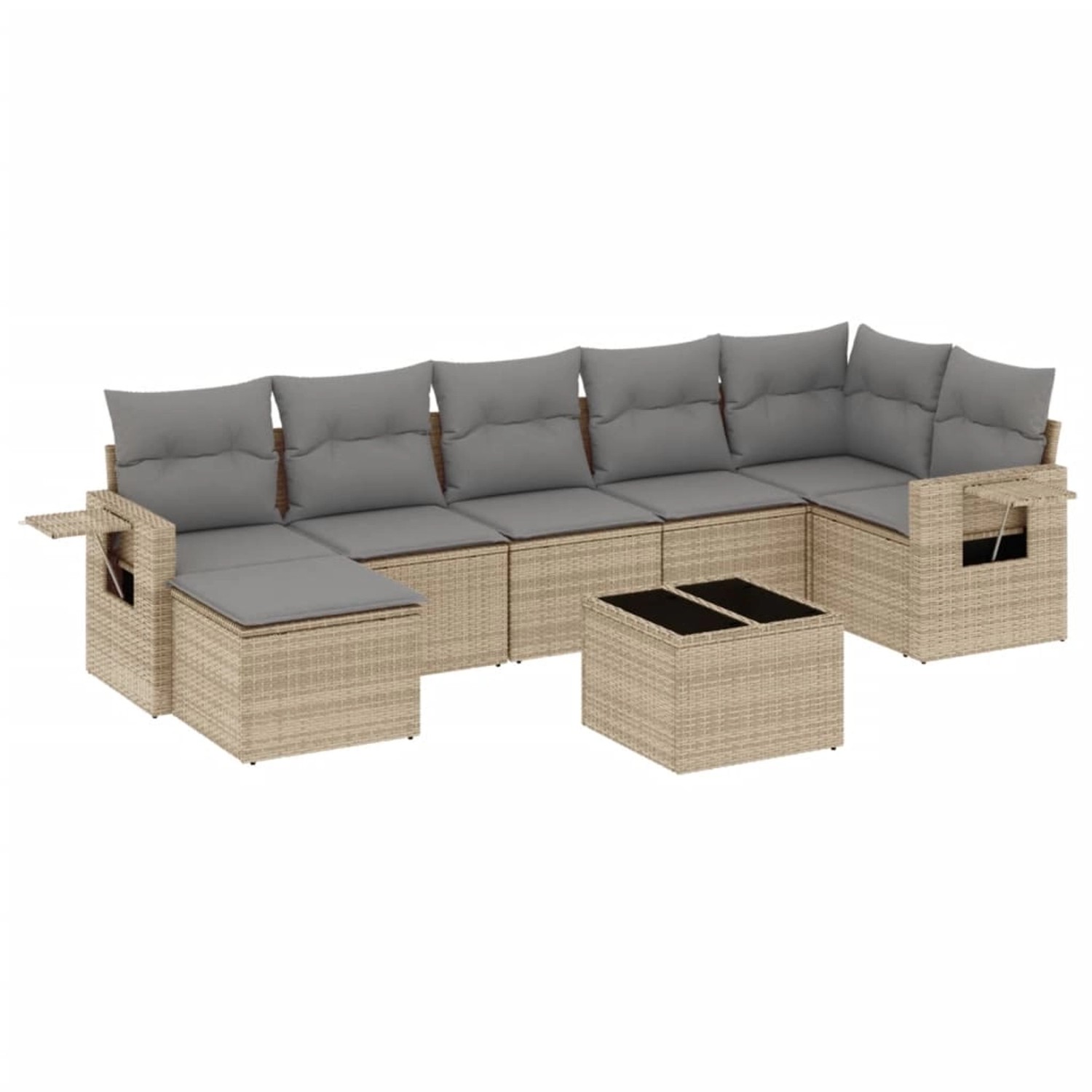 vidaXL 8-Tlg Garten-Sofagarnitur mit Kissen Beige Poly Rattan 3252826 günstig online kaufen