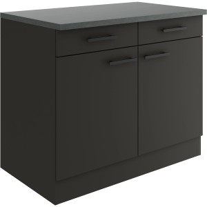 OPTIFIT Madrid420 Unterschrank, 100 cm, Anthrazit Matt, mit 2 Schubladen und 2 Türen.