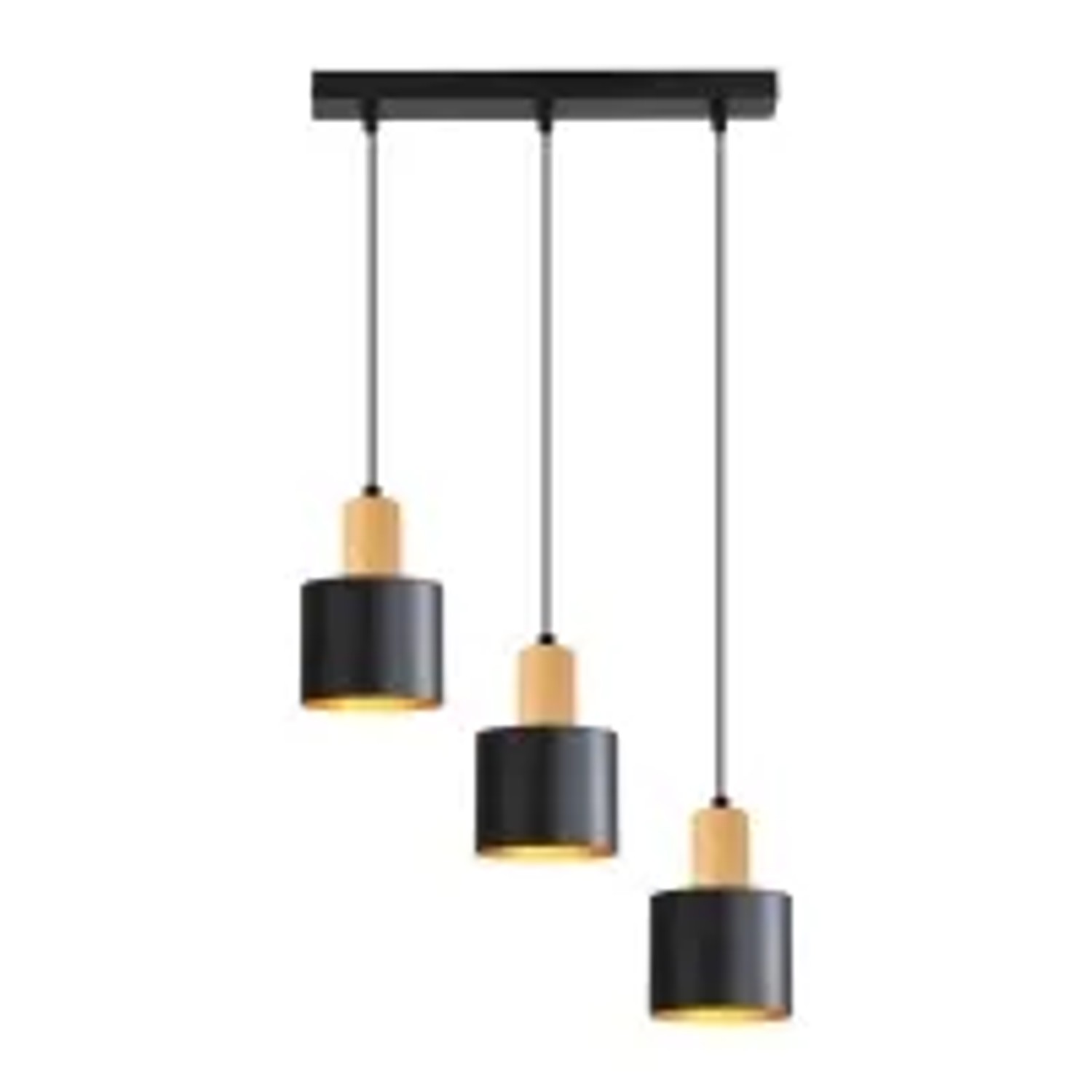 NETTLIFE Pendelleuchte aus Metall L174cm Schwarz 25W 3 Flammig B40cm Modell P201270340ZH