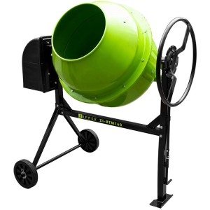 Zipper ZI-BTM160 Betonmischer mit 160 l Trommel, 650 W Leistung und grünem Mischbehälter.