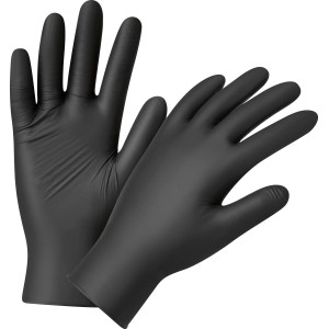 Schwarze, latexfreie Einmalhandschuhe, Größe M, 50 Stück, für Allergiker geeignet.