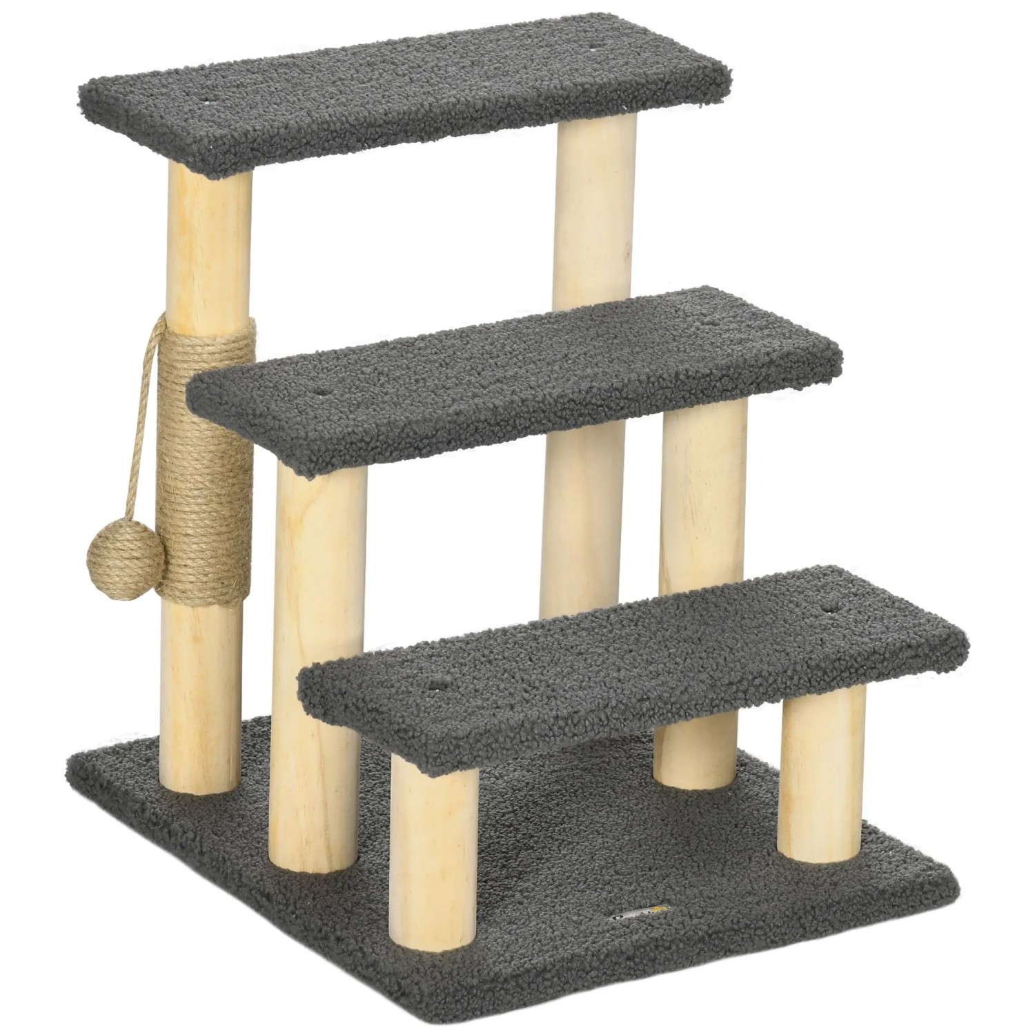 PawHut Katzentreppe 3-Stufig 48 cm mit Sisalsäule Spielball