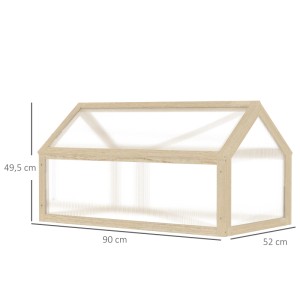 Outsunny Gewächshaus aus Tannenholz und Kunststoff, Naturholz-Optik, für den Winter.