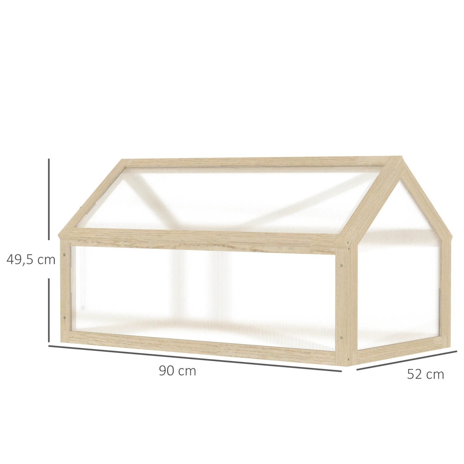 Outsunny Gewächshaus aus Tannenholz und Kunststoff, Naturholz-Optik, für den Winter.