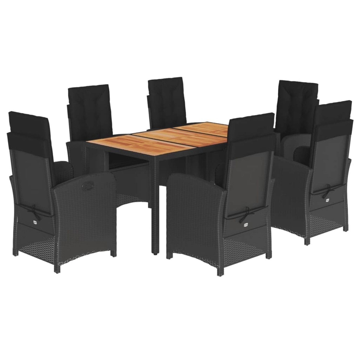 vidaXL 7-Tlg Garten-Essgruppe mit Kissen Schwarz Poly Rattan 3212234 günstig online kaufen