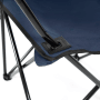 Detailansicht: Blauer 24Move Campingstuhl mit schwarzem Gestell.