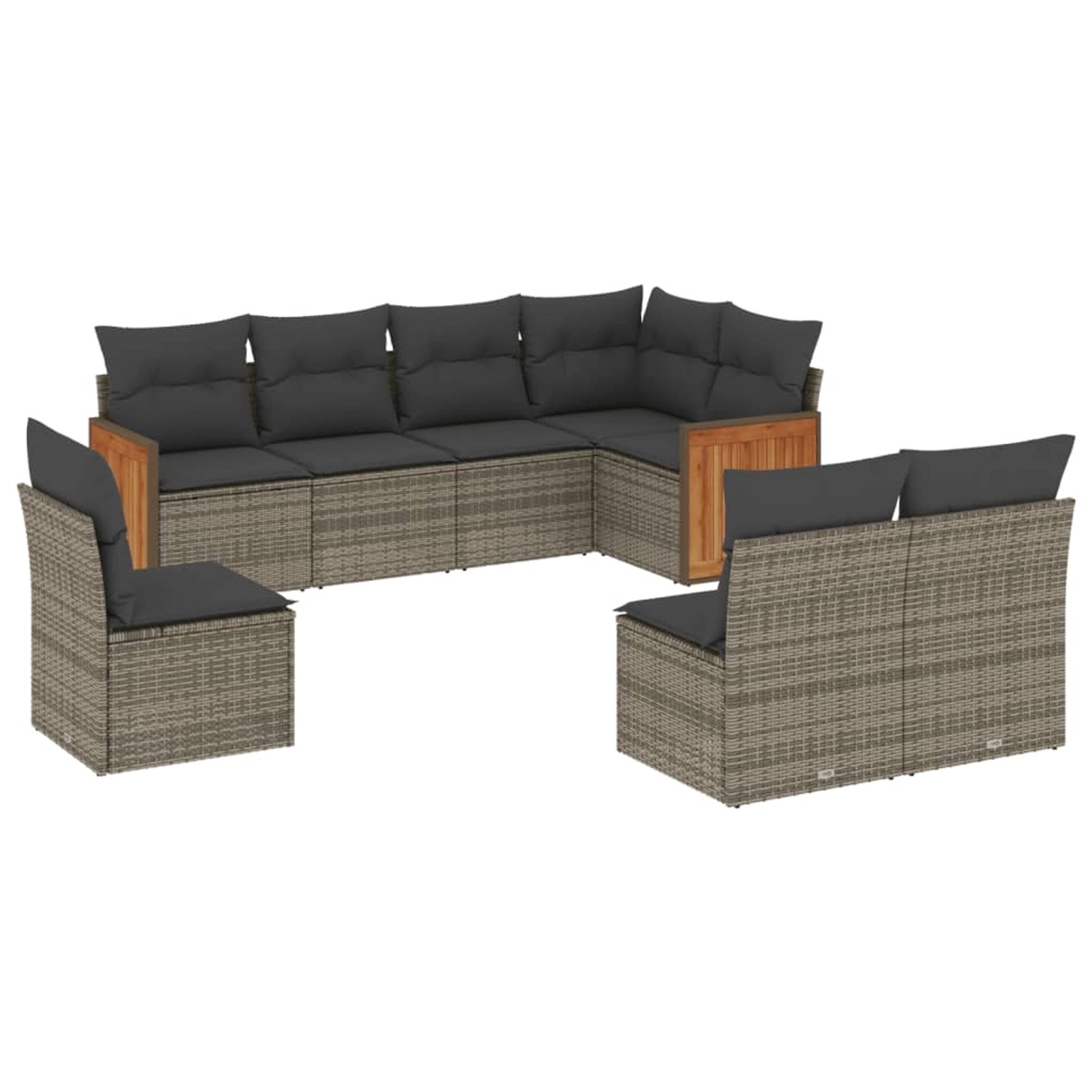 vidaXL 8-tlg Garten-Sofagarnitur mit Kissen Grau Poly Rattan 3260128