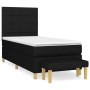 Schwarzes vidaXL Boxspringbett (90x190 cm) mit Matratze, Kopfteil und Bank.