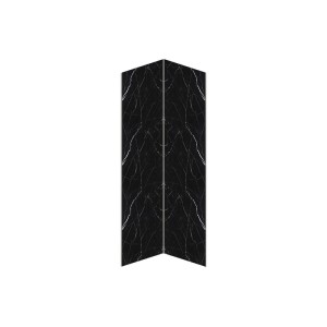 Schwarze Vente-unique Duschrückwände Eneko im 2er-Set für Eckmontage, Marmor-Optik, 90 cm.