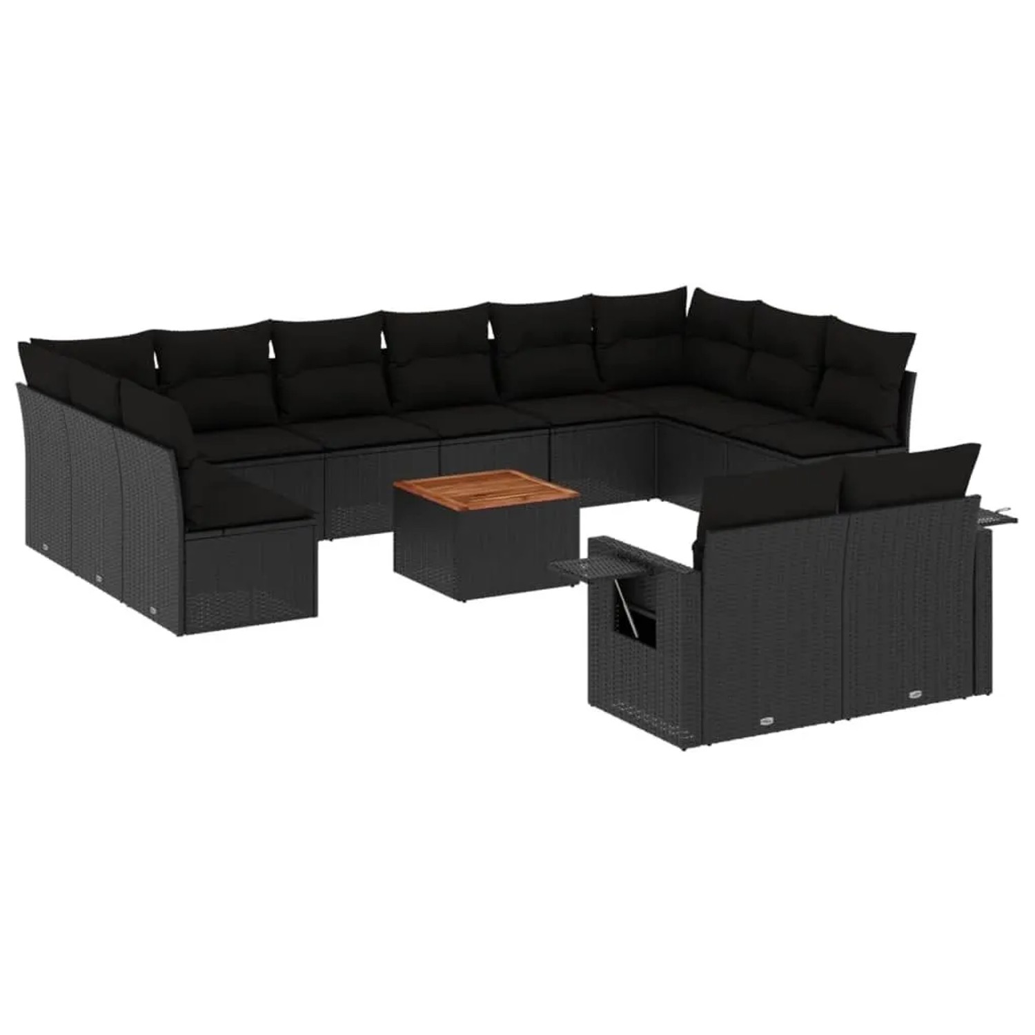 vidaXL 13-Tlg Garten-Sofagarnitur mit Kissen Schwarz Poly Rattan 3224795 günstig online kaufen