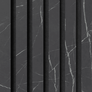 Denpanels Akustikpaneel Laminiert Marmor, schwarz, 240x60 cm. Wandpaneel zur Schallabsorption.