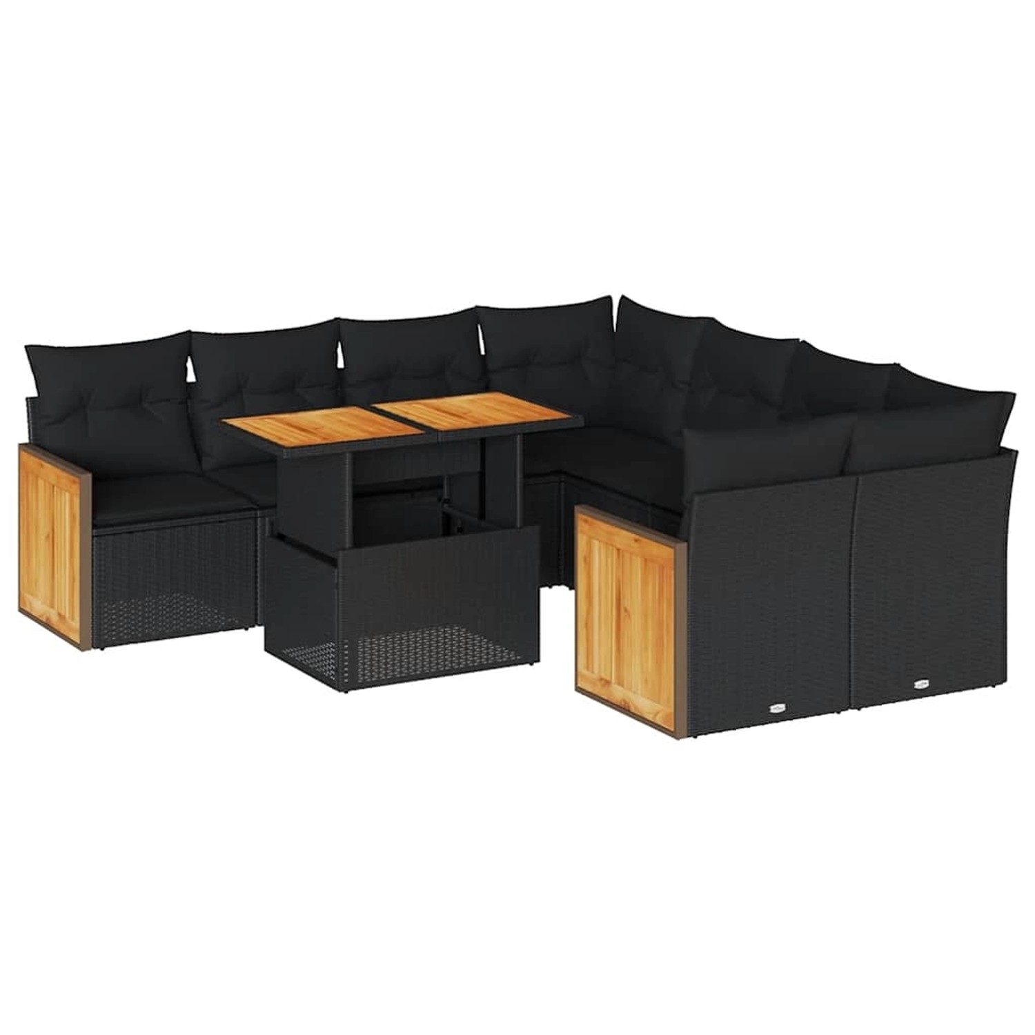 vidaXL 9-Tlg Garten-Sofagarnitur mit Kissen Schwarz Poly Rattan 3327688 günstig online kaufen