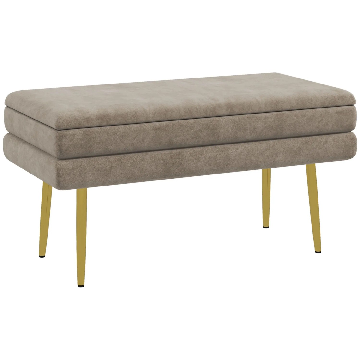 HOMCOM Sitzbank Polsterbank mit Stauraum Samtoptik Beige 79 x 37 x 43 cm