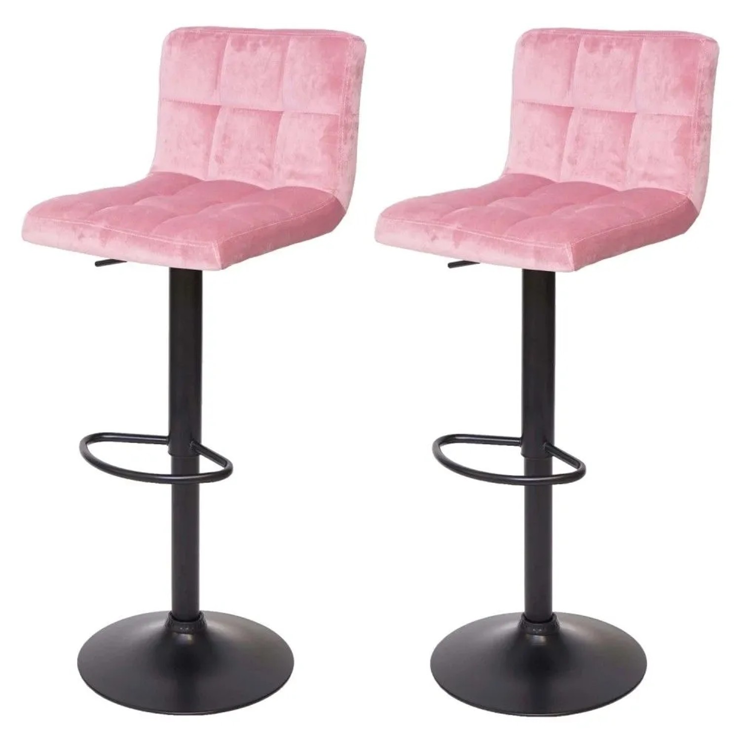 MCW Barhocker G87 2er-Set Samt Rosa Fuß Schwarz