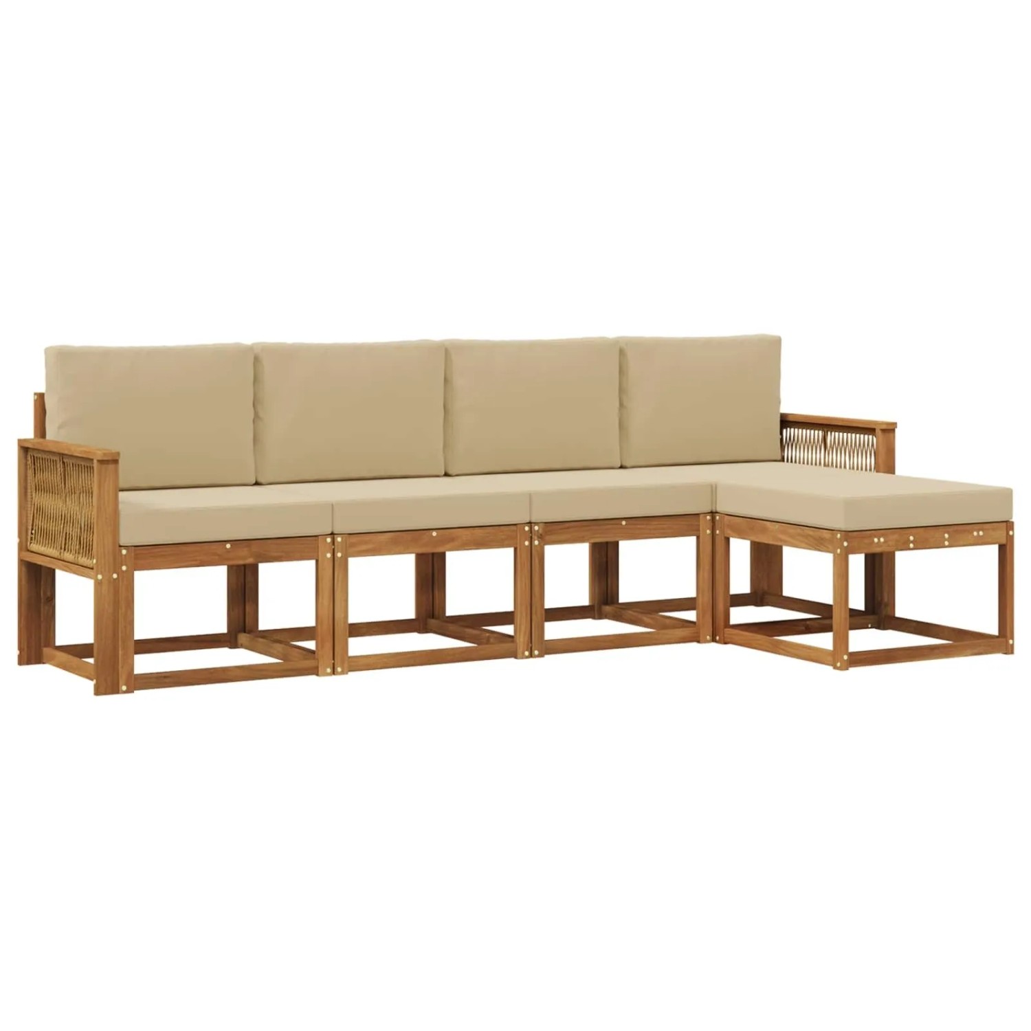 vidaXL Outdoor-Sofagarnitur 5 Stk Natur und Beige Polyester 3385139