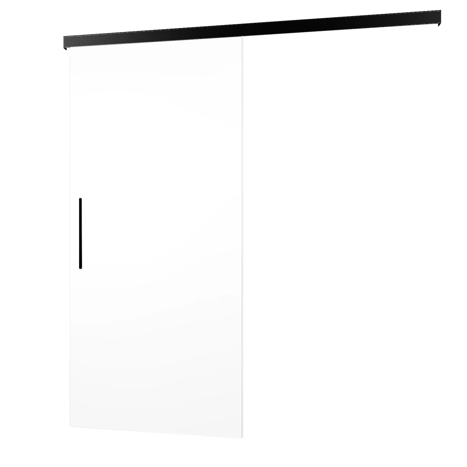 inova Holzschiebetür Weiß 1025 x 2200 mm Komplettset Schwarz mit Griffstab günstig online kaufen