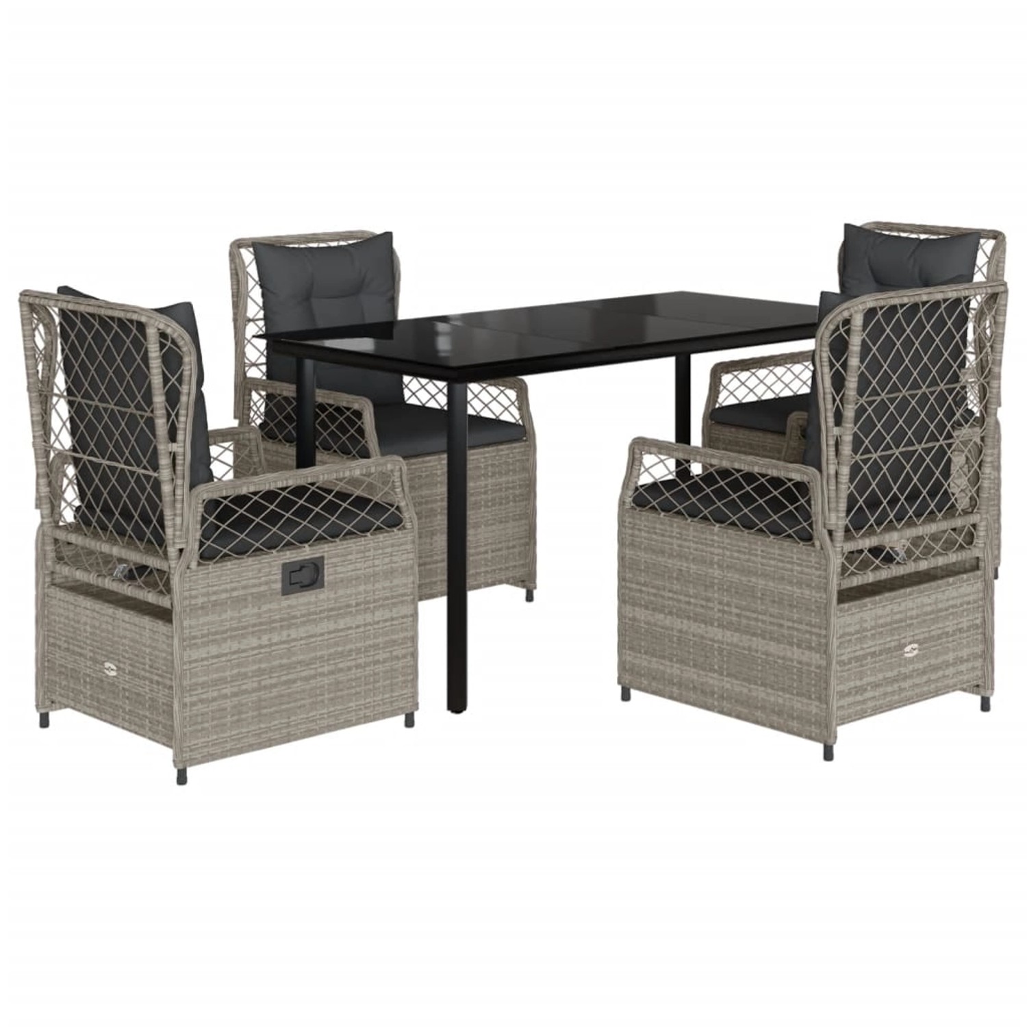 vidaXL 5-Tlg Garten-Essgruppe mit Kissen Hellgrau Poly Rattan 3263036 günstig online kaufen