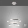 Moderne LED-Pendelleuchte Circle in Silber, Ø 50 cm, mit zwei Leuchtringen für warmweißes Licht.