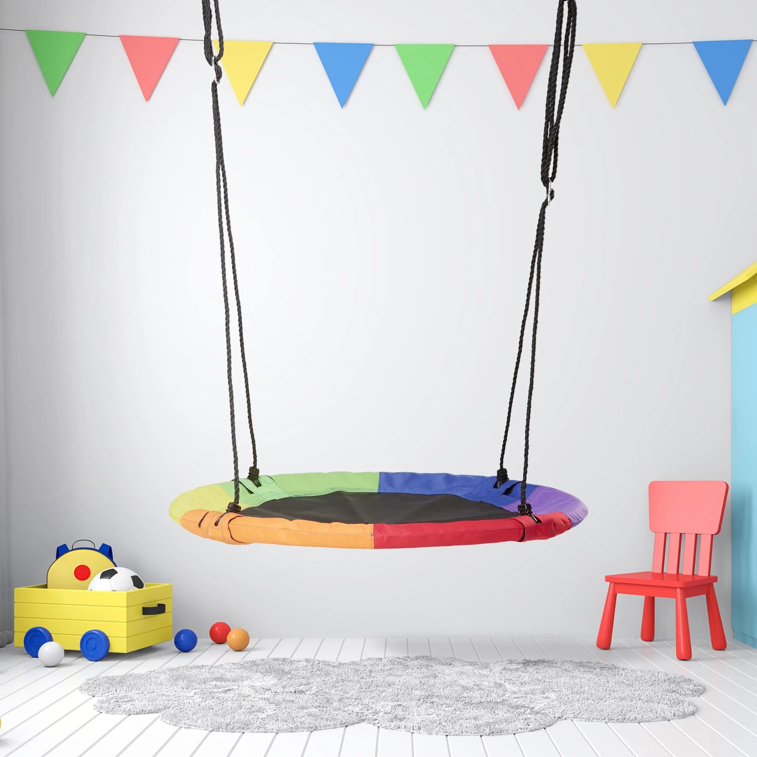 Relaxdays Nestschaukel Stahl Bunt Höhenverstellbar Ø 100 cm_5