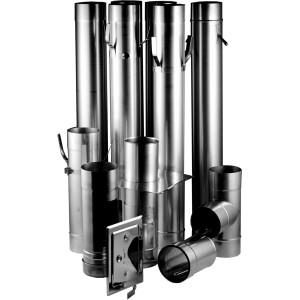 Kaminsanierungsrohr Komplettpaket, Edelstahl, Ø 130mm, 10m Länge. Zubehör für Kamine & Öfen.