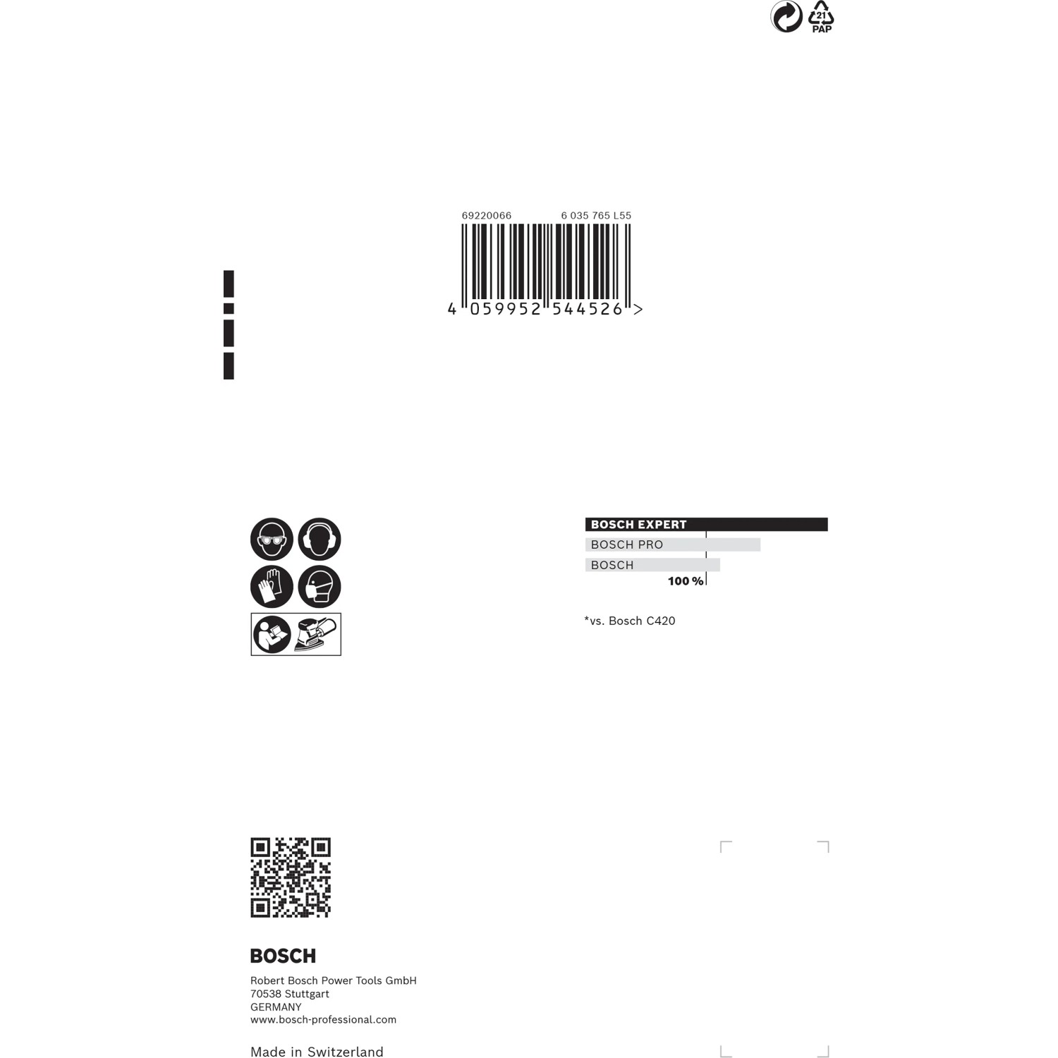 Verpackung Bosch Expert Schleifblatt C470, 100x150mm, K40, 5 Stück, Zubehör für Exzenterschleifer.