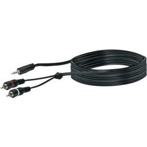 Schwarzes Schwaiger Audio-Adapterkabel, 3 m, mit Klinke- und Cinch-Steckern für Audio & Video.