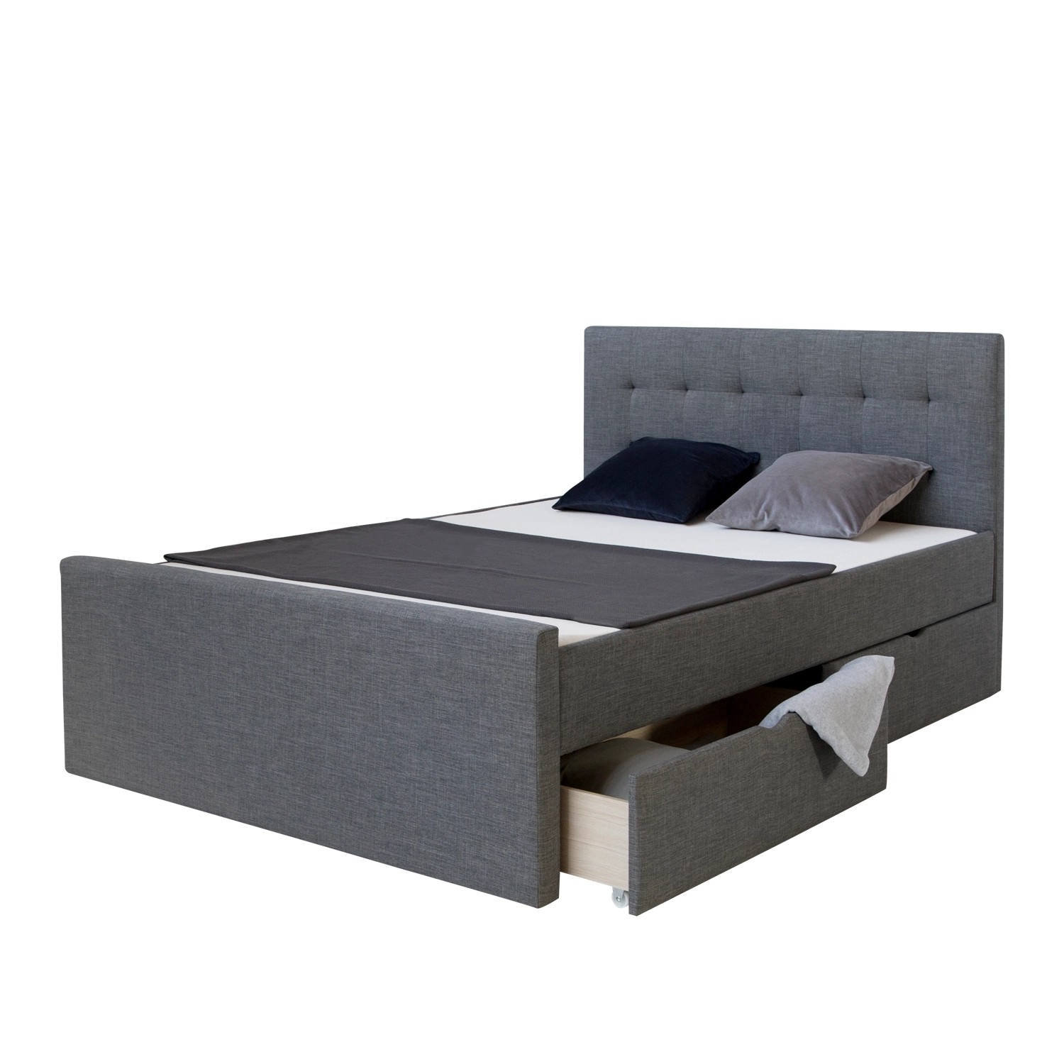 Homestyle4u Doppelbett 180x200 Polsterbett in Grau 1959
