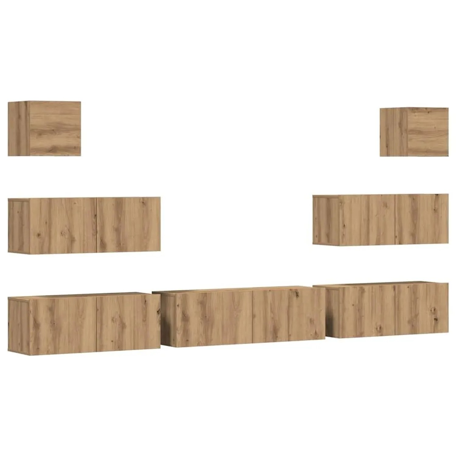 vidaXL 7-Tlg TV-Schrank-Set Wandmontage Artisan-Eiche Holzwerkstoff 3329020