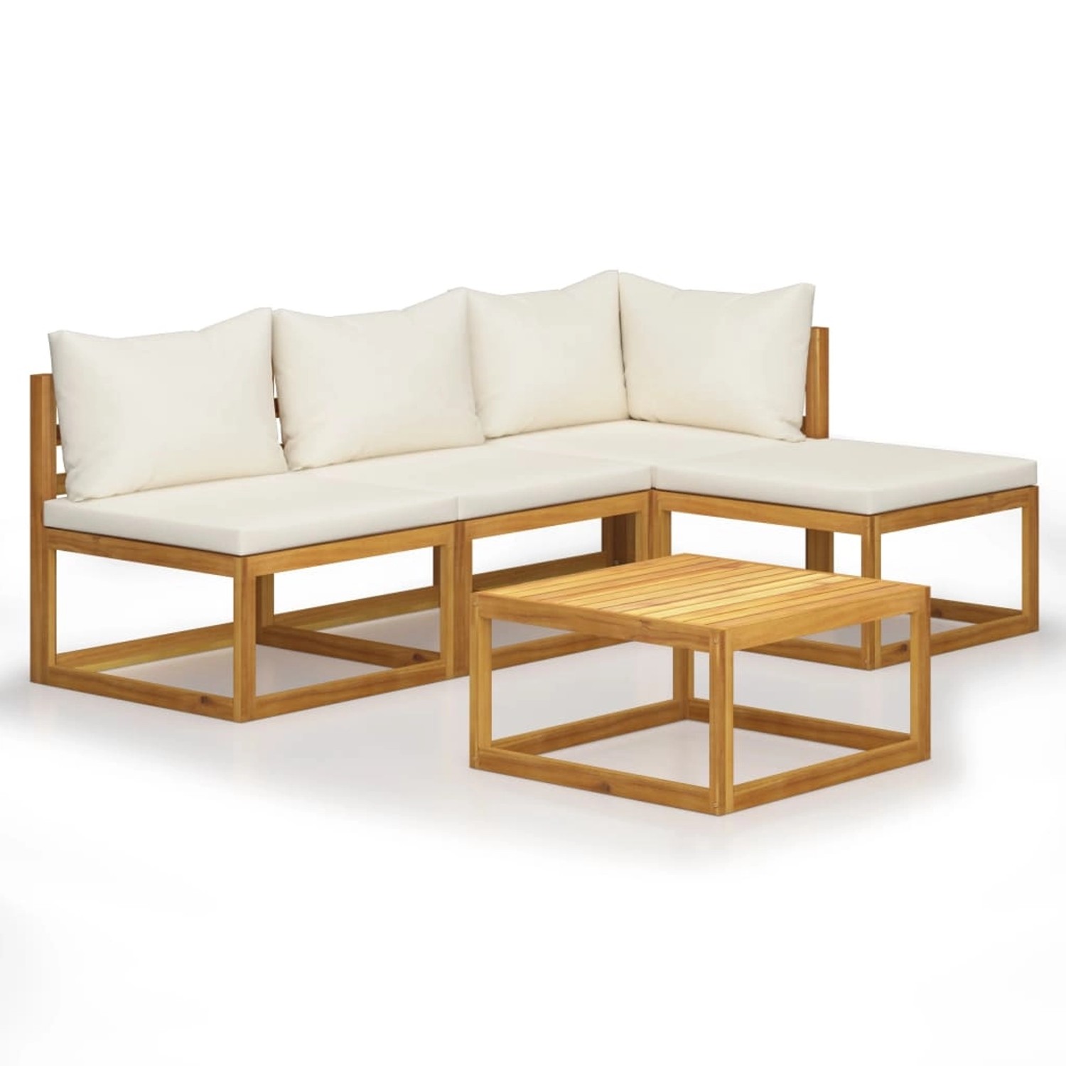 vidaXL 5-tlg Garten-Lounge-Set mit Auflagen Creme Massivholz Akazie Modell 1