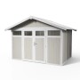 Grosfillex Kunststoff-Gartenhaus Utility7,5 in Graugrün, 7,5 m² mit Doppeltür und Satteldach.