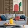 Wohnraum mit Grosfillex Wandpaneel 3D Optik Linio Graphic Light Oak Holz, hellbraun.