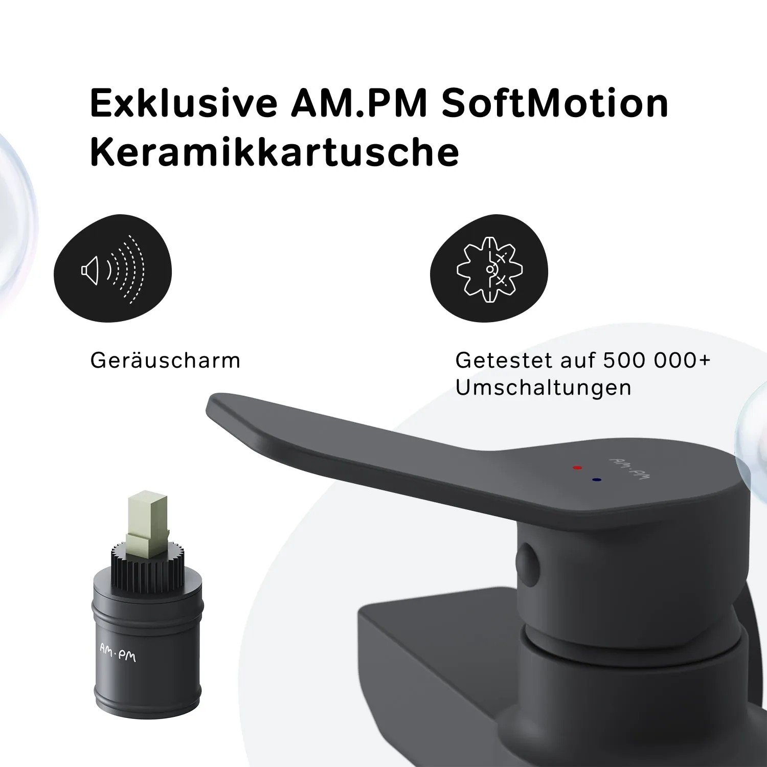 AM.PM Duscharmatur Hit, schwarze Mischbatterie mit SoftMotion Keramikkartusche.