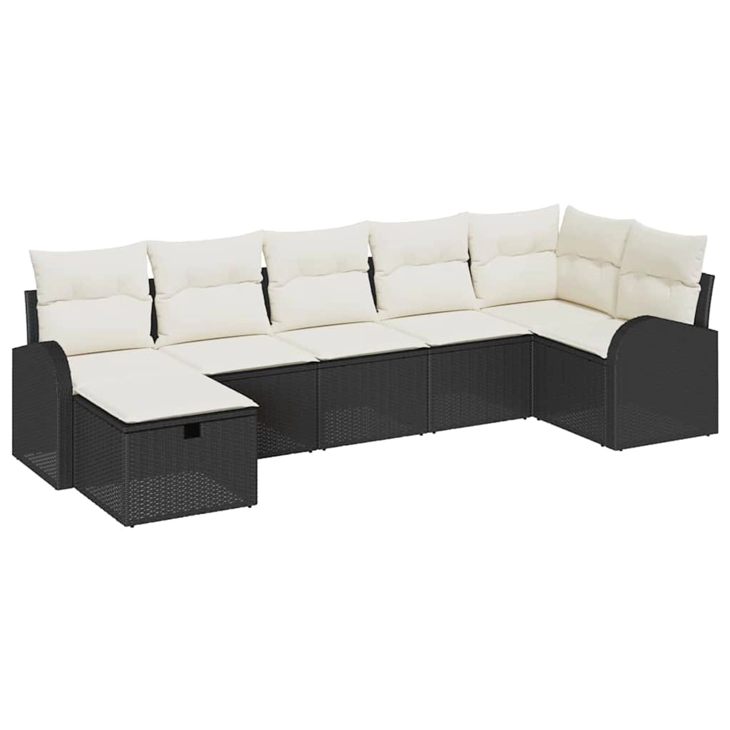 vidaXL Garten-Sofa-Set mit Kissen 7-Tlg Schwarz Poly Rattan 3360428 günstig online kaufen