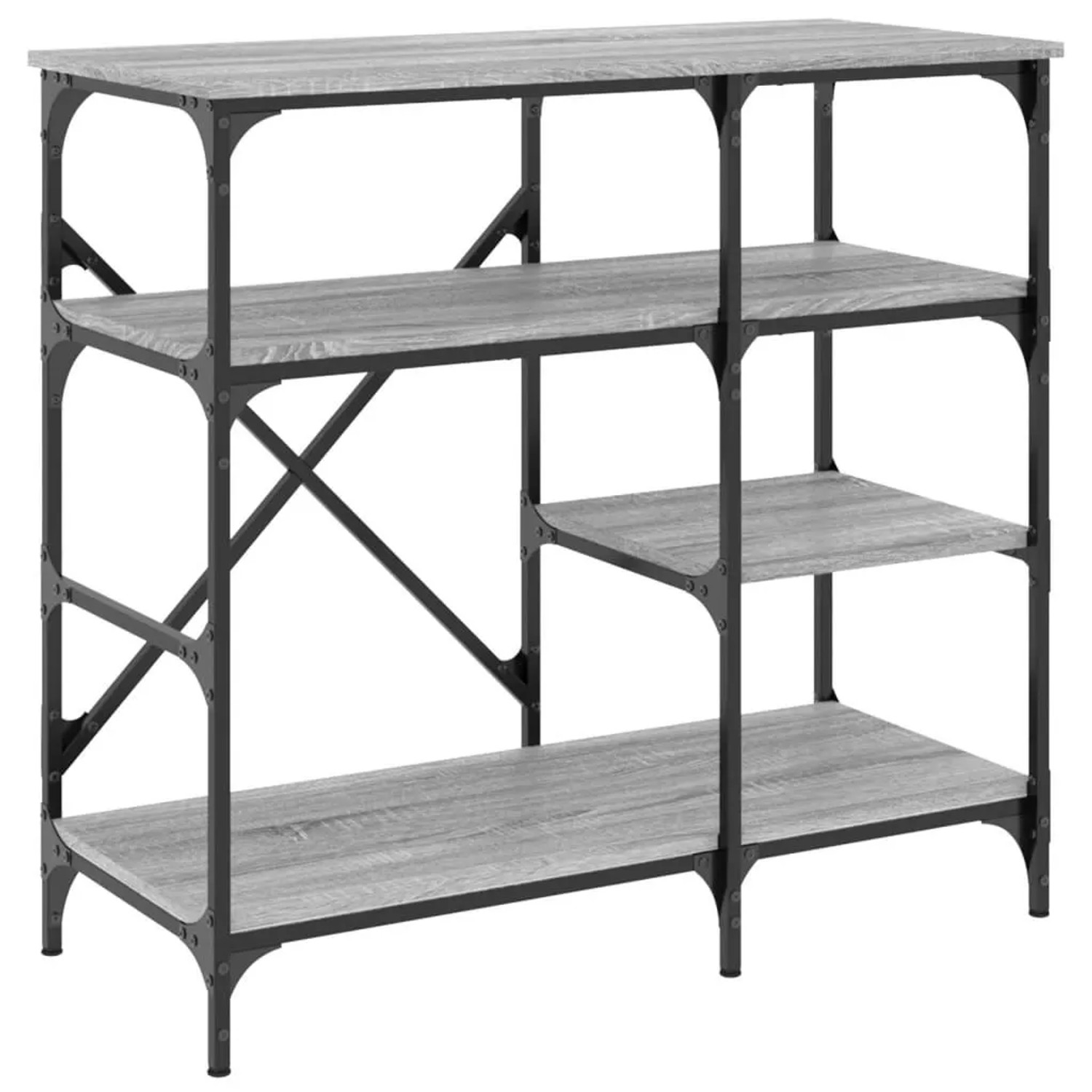 vidaXL Bäckerregal Grau Sonoma 90x40x84 cm Holzwerkstoff und Metall 845424