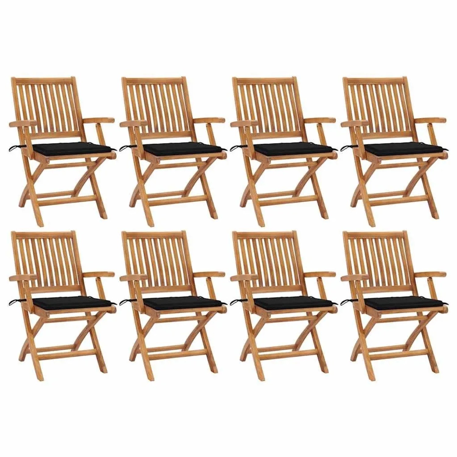 vidaXL Klappbare Gartenstühle mit Kissen 8 Stk Massivholz Teak 3072784 günstig online kaufen