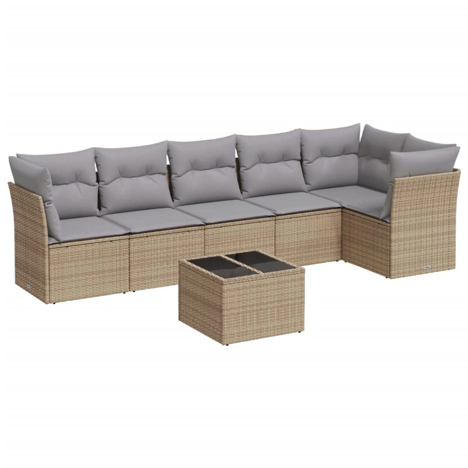 vidaXL 7-Tlg Garten-Sofagarnitur mit Kissen Beige Poly Rattan 3217669 günstig online kaufen