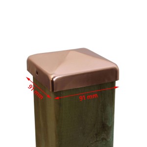 Holmwerk Pfostenkappe Kupfer 91 mm Pyramide 9 x 9 cm