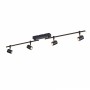 Schwarze Paul Neuhaus LED-Deckenleuchte Barik mit 4 schwenkbaren Spots und LED-Leiste.