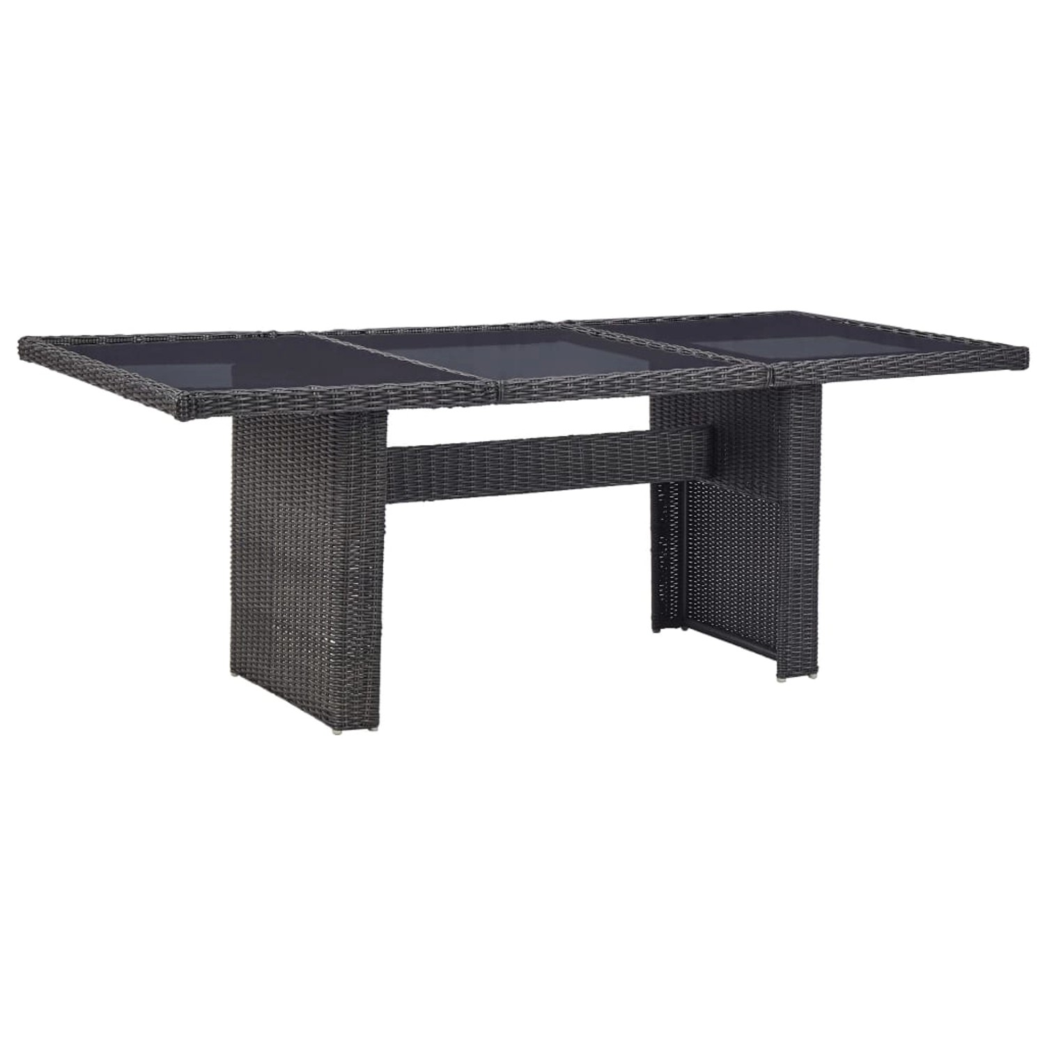 vidaXL Garten-Esstisch Schwarz 200x100x74 cm Glas und Poly Rattan 310145
