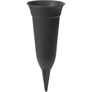 Anthrazitfarbene Florus Grabvase, 26 cm hoch, aus recyceltem Kunststoff für die Grabgestaltung.