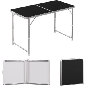 WOLTU Campingtisch, Klapptisch, Gartentisch, höhenverstellbar, schwarz. Ideal für Camping & Freizeit.